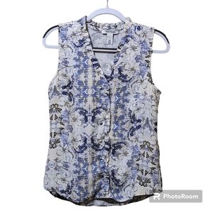 White House Black Market Print Blouse NWOT